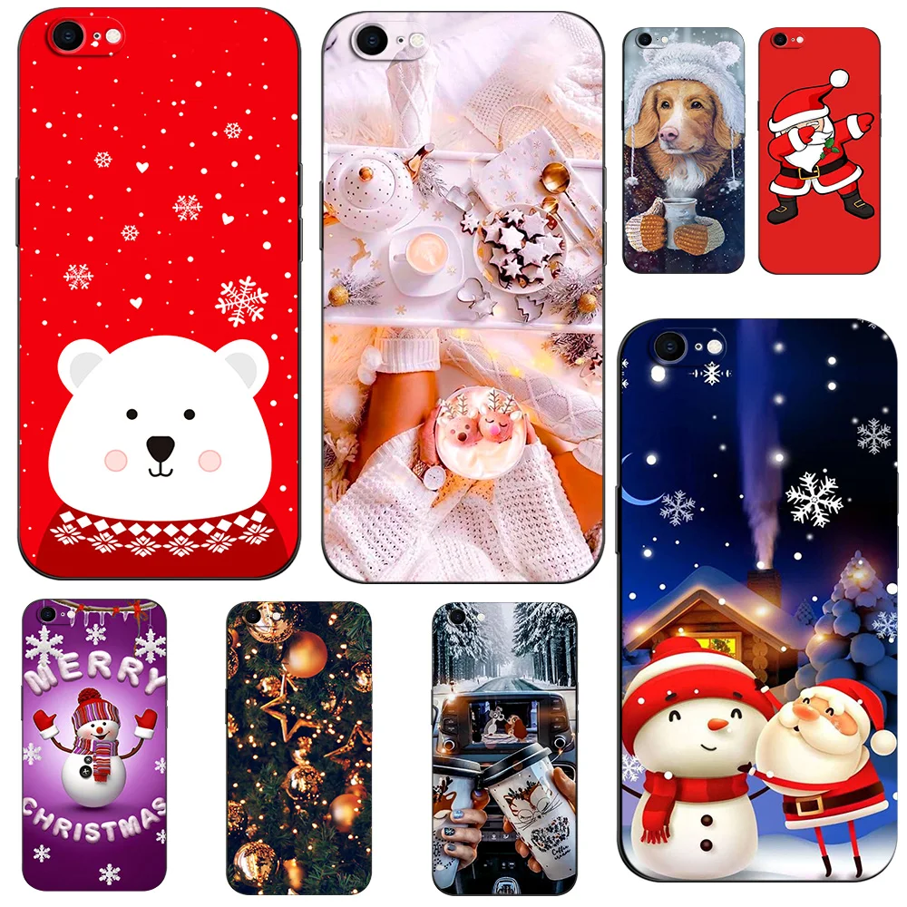 Per Iphone 5 S 5 S Se 2016 4.0 "Custodia Per Telefono Su Apple Iphone 6 S 6 S Plus Paraurti Custodia In Tpu Nero Buon Natale Inverno Neve