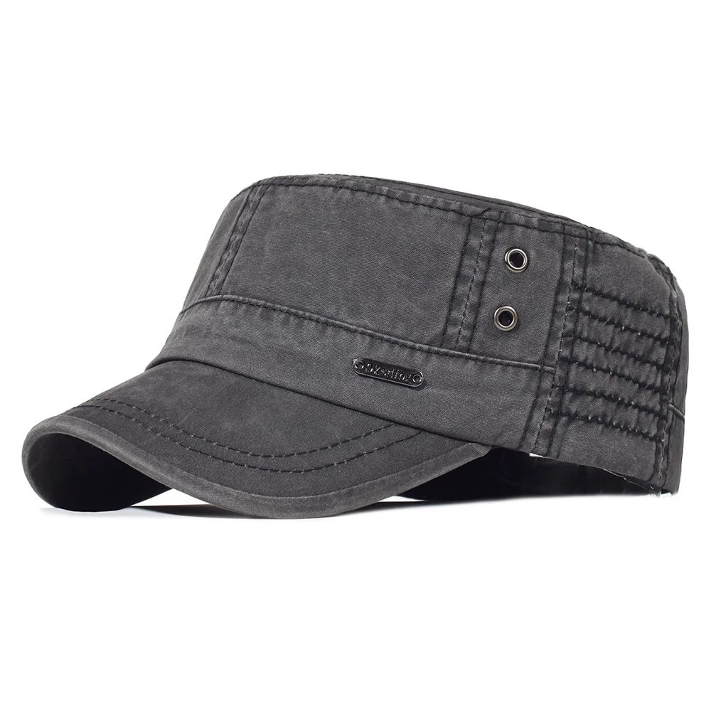 Four Seasons Washed Cotton Flat Caps Men Women Military Vintage Flat Top Hat flat cap flat vintage cap cap hat