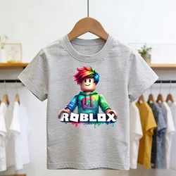 Summer Fashion Roblox Kids' White Streetwear T - Shirt - 130 (GRAY)