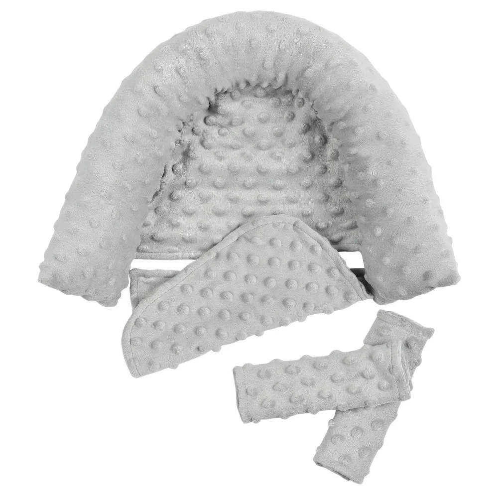 Baby Car Safety Soft Sleeping Head Support Pillow with Matching Seat Belt Strap Covers Baby Carseat Neck Protection Headrest 4