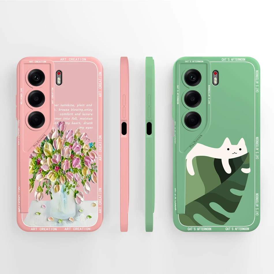 Artistic Style Full Coverage Soft Liquid Silicone Phone Case Protector
