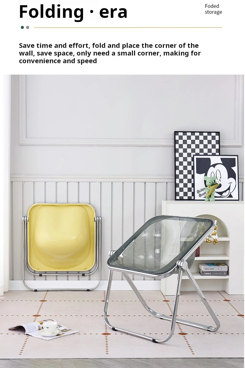 Description Picture 6 of itemINS design Folding stool Transparent acrylic living room chair Terrace outdoor Folding chairs mid century makeup Stool Portable