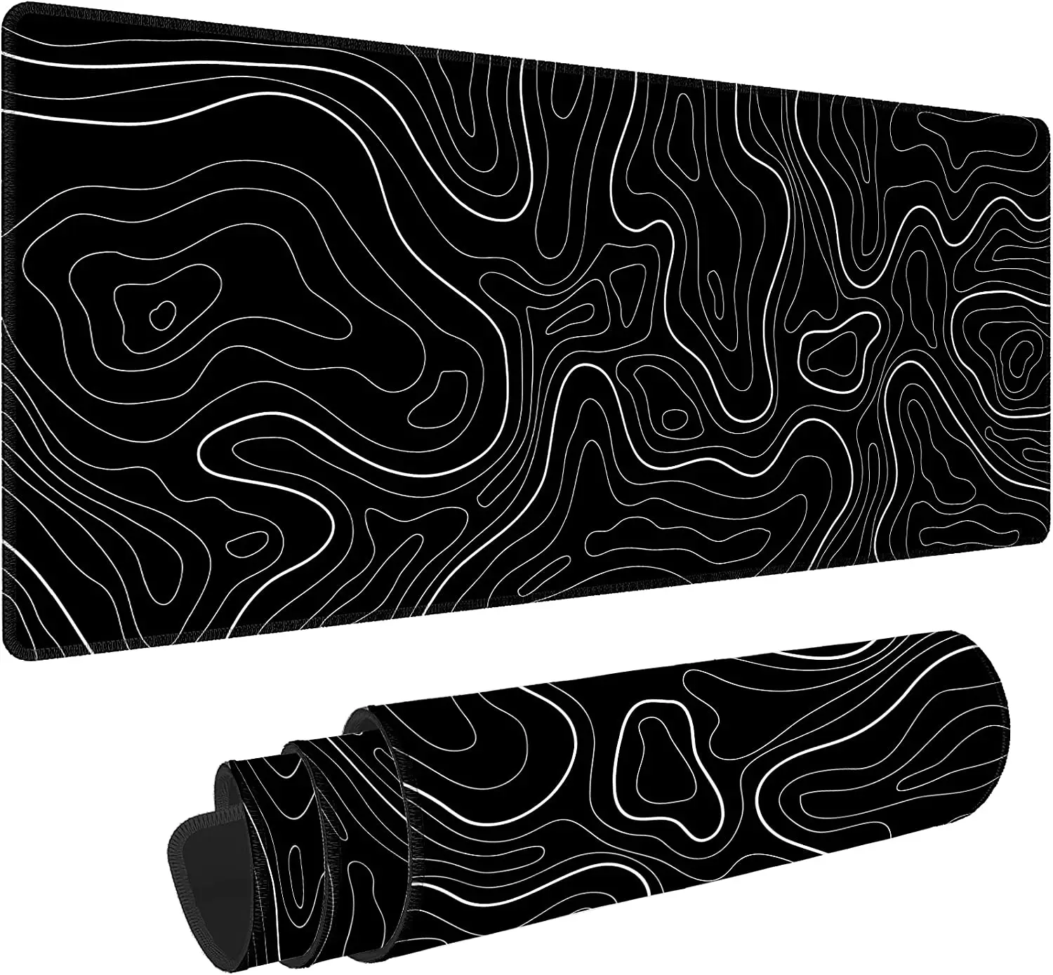 TopographicExtendedBlackMousePadDeskMatGamingMousePadLarge