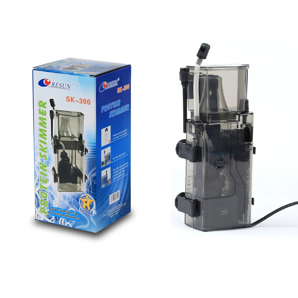 

RESUN SK-300 Mini Protein Skimmer 3.5W 300 L/H Marine Aquarium Fish Tank Filter System Accessories