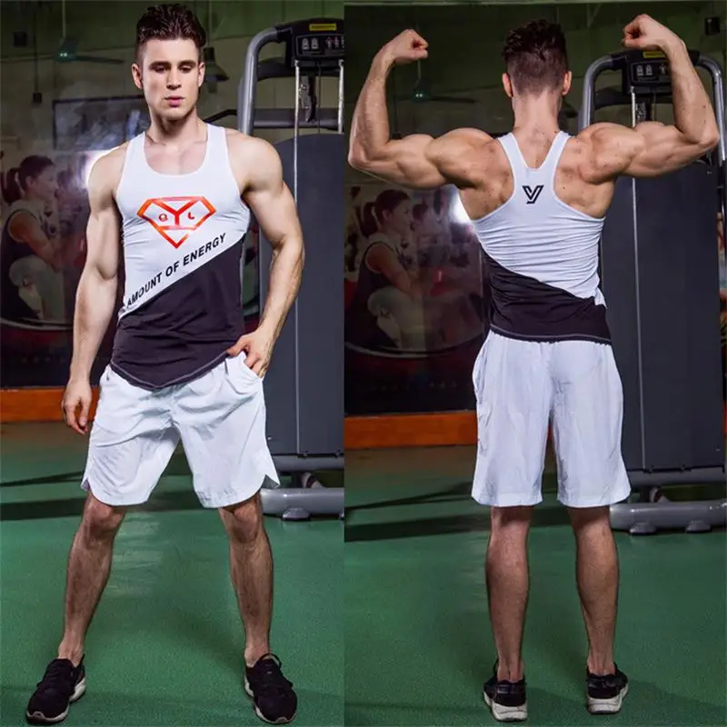 Men's Fitness Tank Top Gym Sleeveless Vest Breathable Temperature Change Printing Training Clothing Workout Running Sportswear