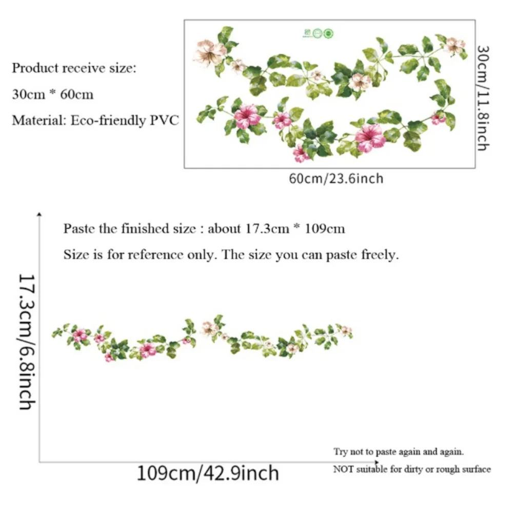 Green Leaf Flower Vine Wall Sticker Bedroom Living Room Decorations Home Mural Cupboard Stickers Beautify Wallpaper