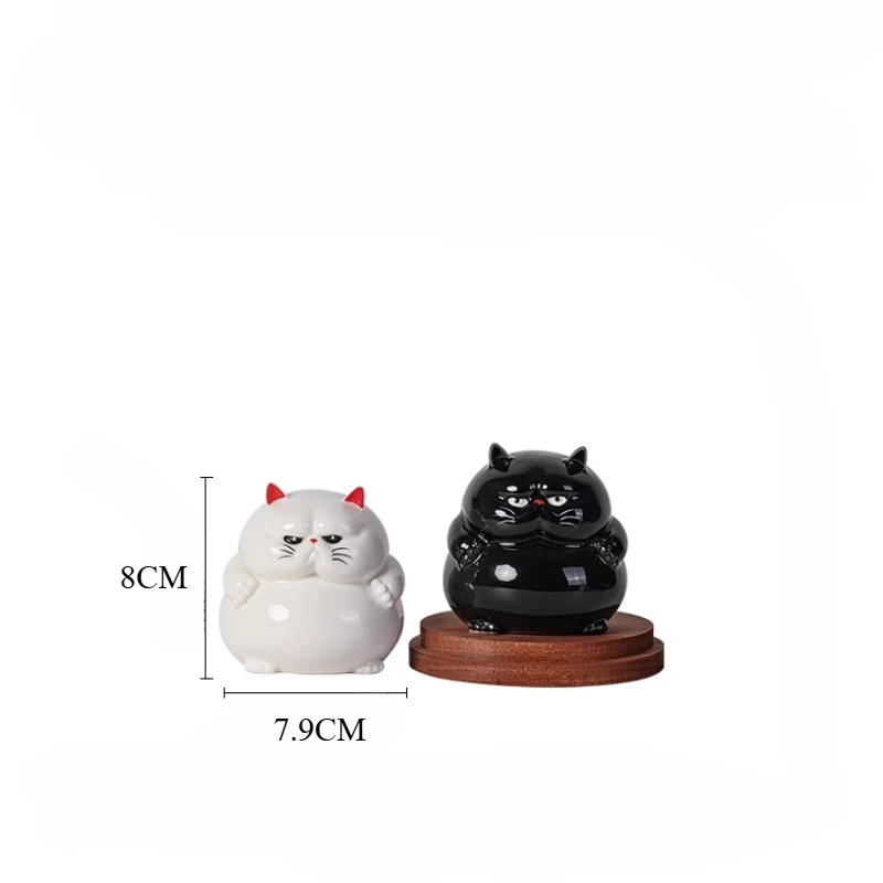 Lucky Cat Ceramics Black White Cat Ornament Feng Shui Desktop Decorations Cute Statue Holiday Gifts Decoration Home