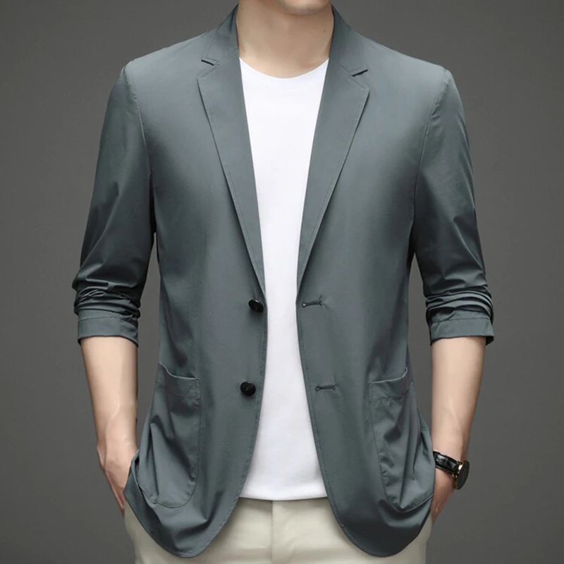남성용 경량 여름 정장 재킷 - 초박형, 통기성, 고탄성 아이스 실크 자외선 차단, 캐주얼 블레이저
