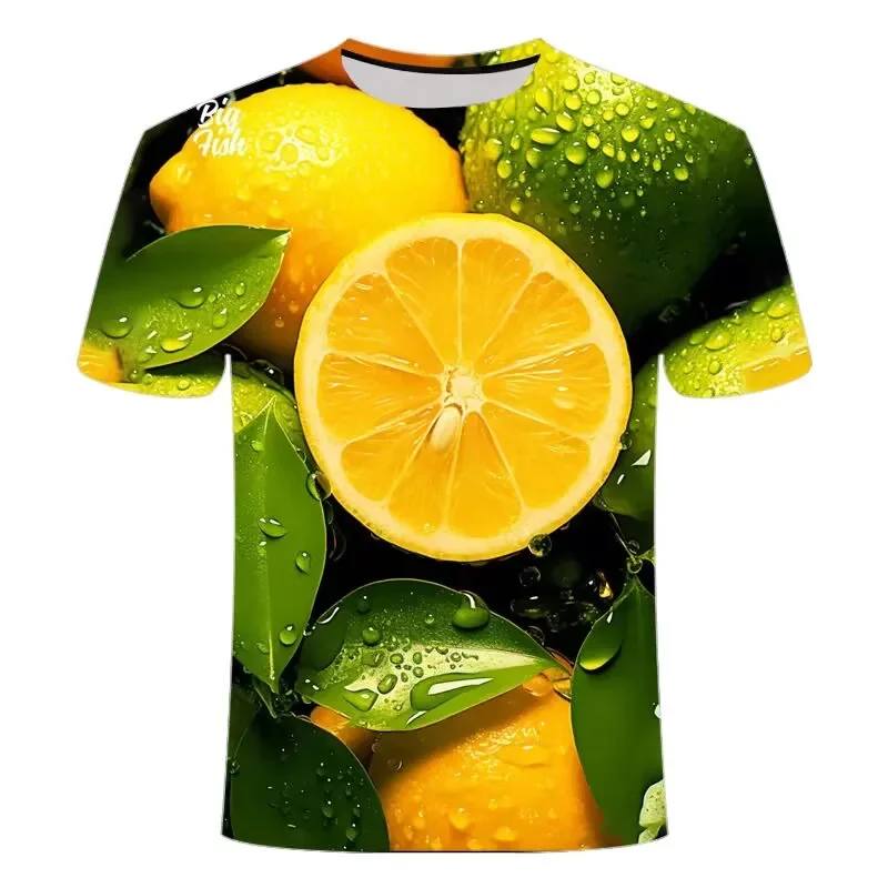 New 3D Fruits Lemon Orange Pritning T Shirt Mirtillo Dragon Fruit Graphic T-Shirt Per Uomo Summer Kawaian Tee Shirts Abbigliamento