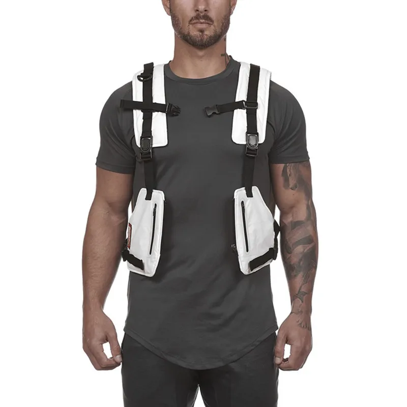 2022 Asymmetrical Tactical Techwear Cargo Vest Women Ribbons Adjustable  Buckle Waistcoat Punk Hip Hop Sleeveless Jacket For Man - AliExpress