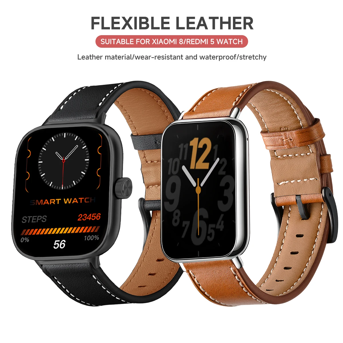 Vintage Leather Smartwatch Strap - Replacement Wristband Accessory
