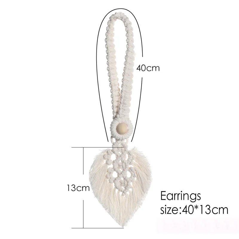 Description Picture 4 of itemHand-Woven Macrame Curtain Tieback Holder Hooks Tie Backs Living Room Bohem Decoration Accessories Holdback Curtain Straps