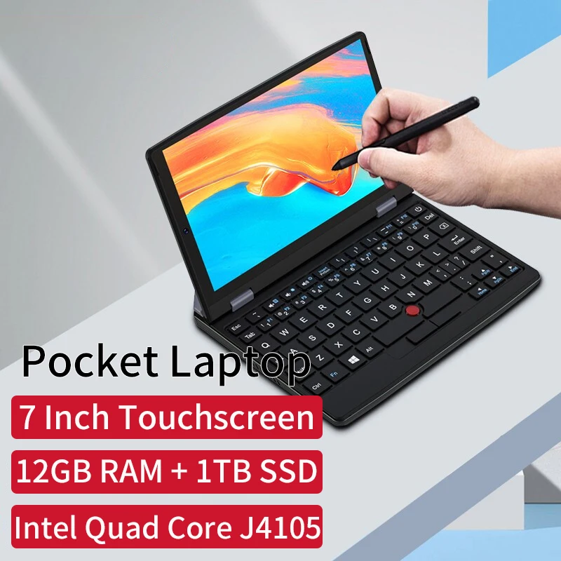 7 Inch Mini Laptop J4105 Notebook IPS Touch Screen Netbook Windows 10