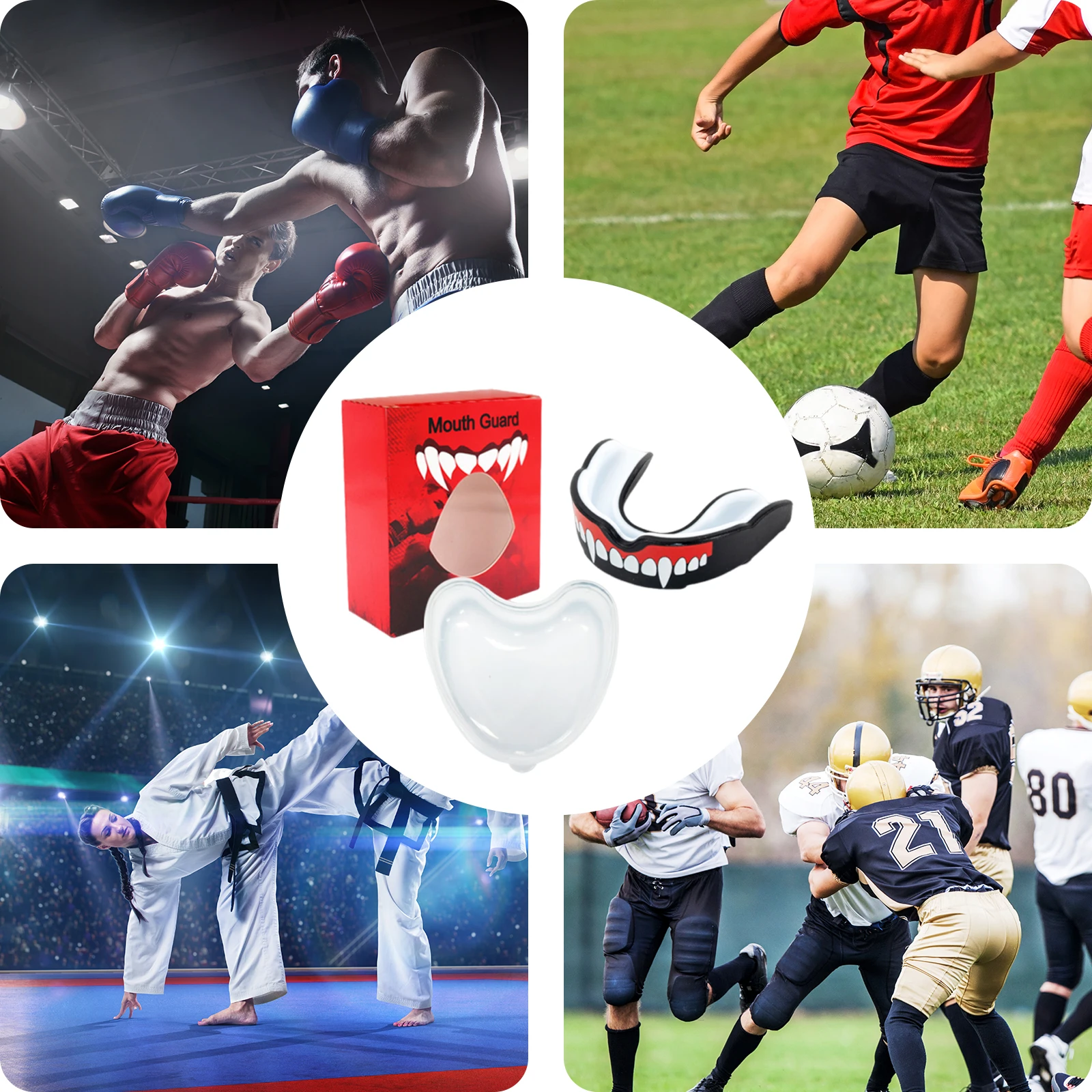 Football Mouth Guard for Boxing Jiu Jitsu MMA Wrestling Adult Mouthguard Sports Mouthguard Case Fits Adults and Kids 12+