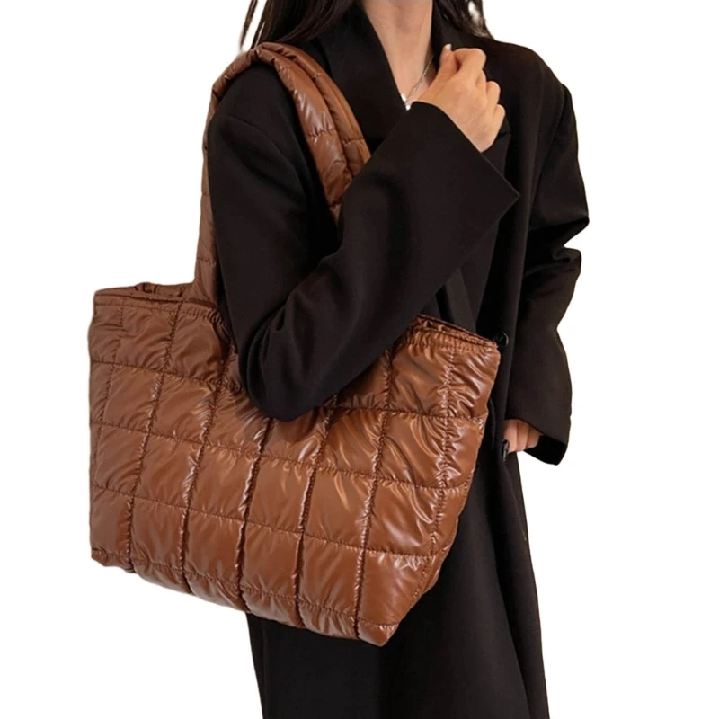 Soft Quilted Shoulder Bag Fashionable and Practical Handbag Puffer Bag for Women E74B