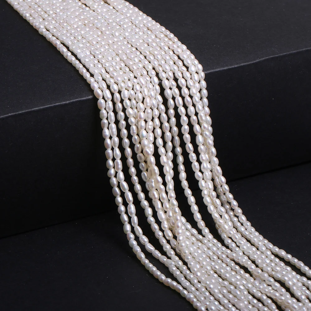 Natural Freshwater Pearl Rice-shaped Loose Beads for Make Jewelry DIY Bracelet Necklace 2-2.5mm