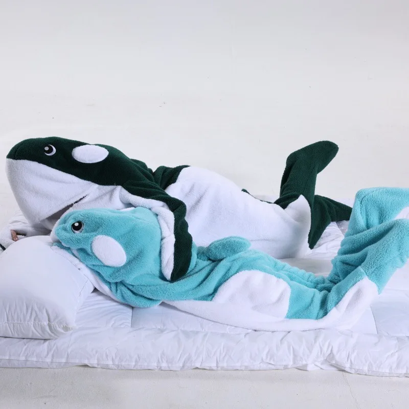Cartoon Whale Blanket Cover Sleeping Bag Pajamas Office Nap Suits Adult Jumpsuit Winter Shawl for Homewear Couple Party Costumes