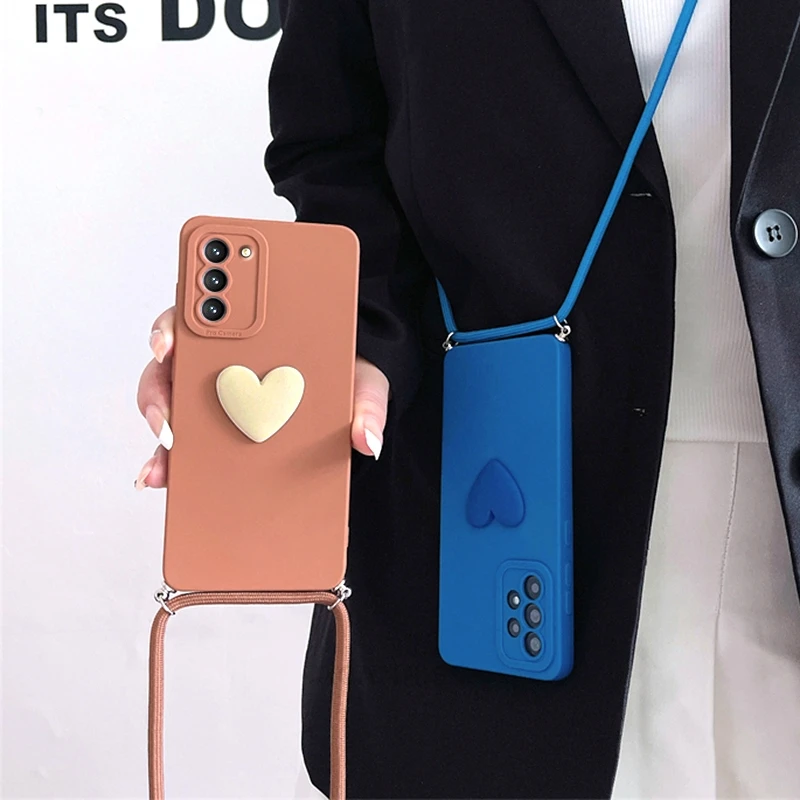 Crossbody Love Heart Silicone Lanyard Case with Cord Attachment