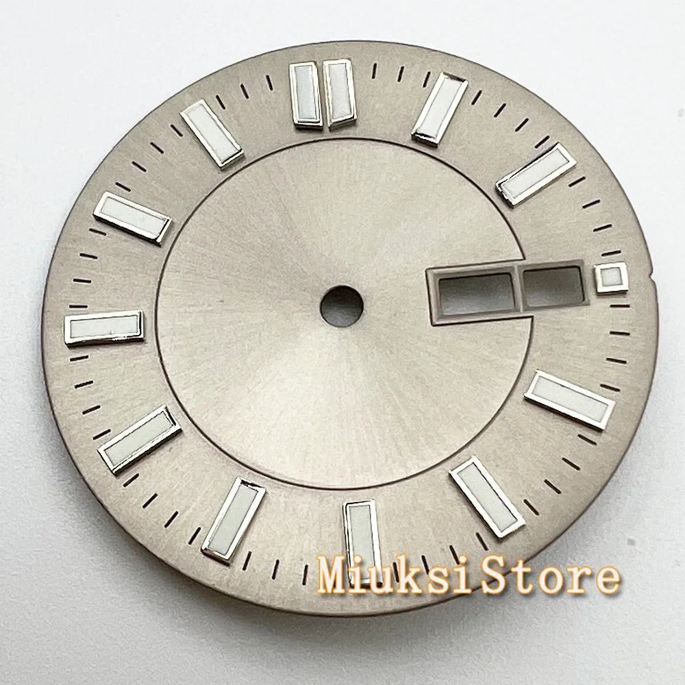 31mm Watch dial fit NH36 Movement Green luminous face with date window Green blue Gray watch dial