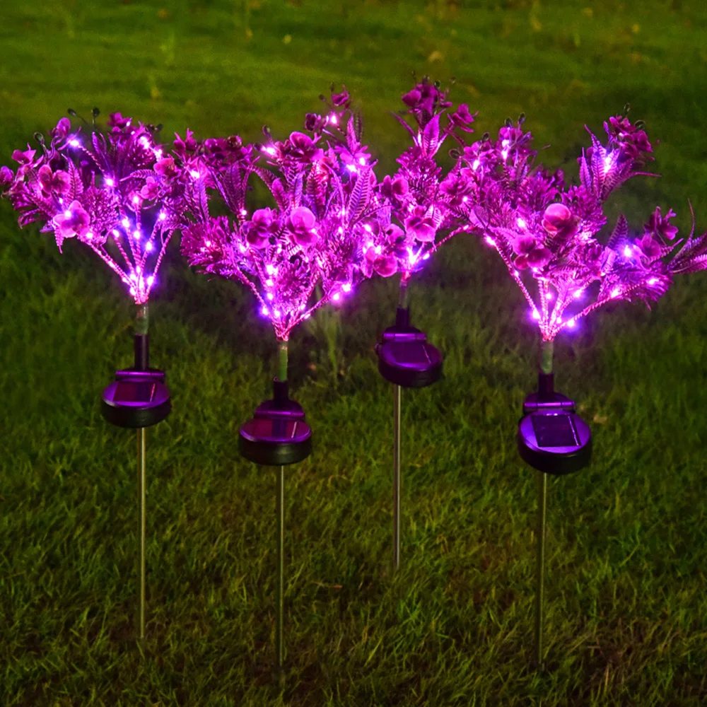 

LED Solar Flower Light Outdoor Garden Light Artificial Phalaenopsis Flower Light Waterproof Lawn Yard Pathway Landscape Light