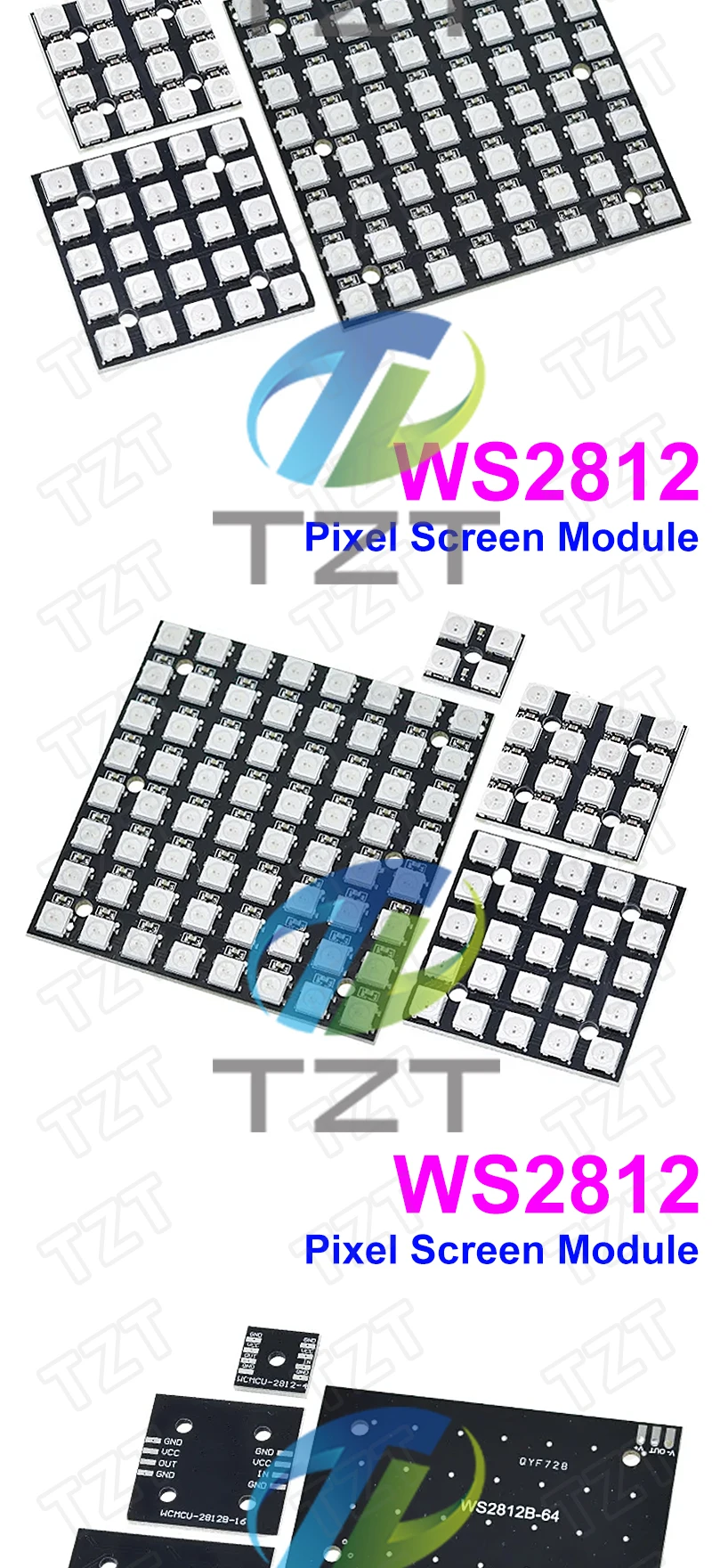 1/3PCS WS2812 LED 5050 RGB 8x8 LED Matrix für Arduino Marke WS2812B 8*8 4 16 25 64-Bit Voll Farbe 5050 RGB LED Lampe Panel Licht – Detail 4