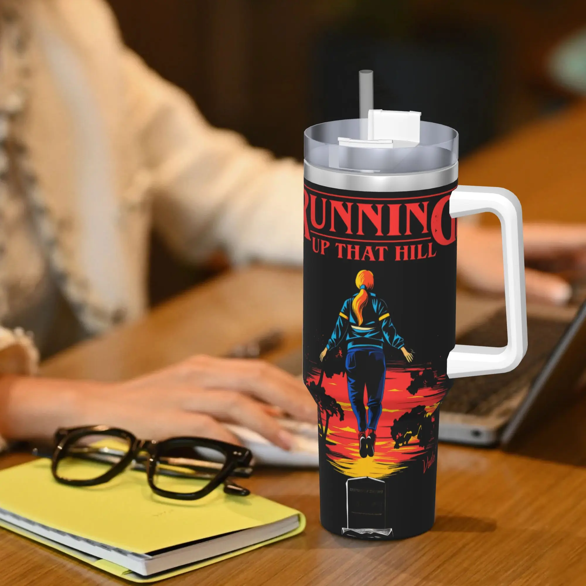 40oz Stainless Steel Tumbler with Straw - American TV Series Inspired Design