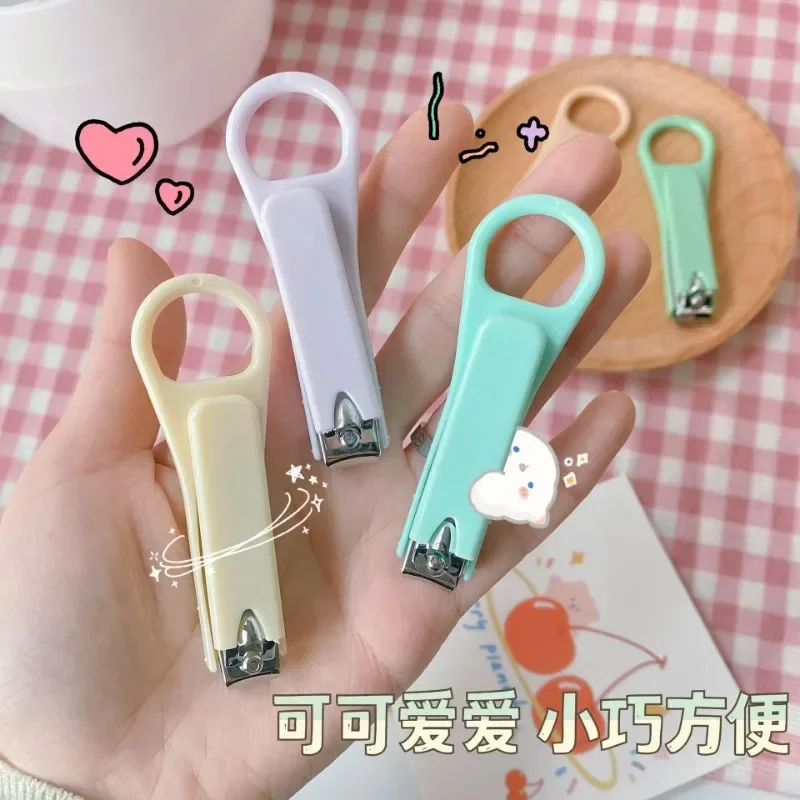 Korean INS Fashion Macaron Color Nail Clippers Cutter Baby Nail Care Trimmer Household Kids Girls Folding Nails Scissors