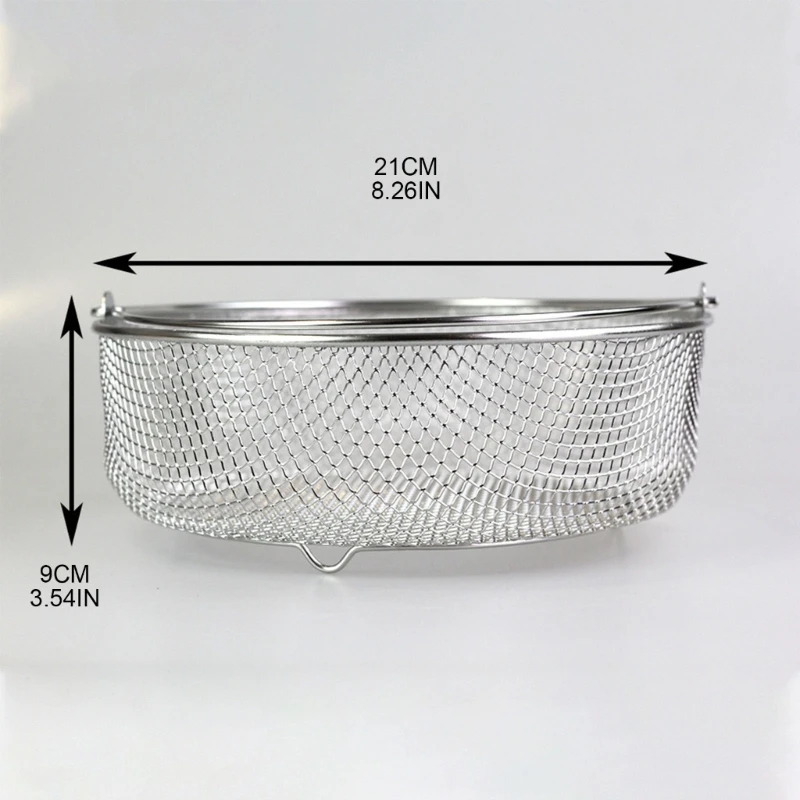 Steamer Basket 8.25inch Stainless Steel Mesh Basket for Air Fryer with Handle