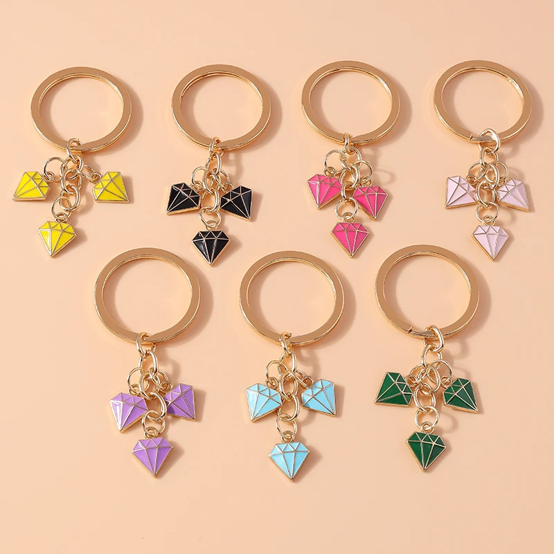 Modischer Bunter Kristallförmiger Schlüsselanhänger für Frauen Männer Auto-Schlüssel Handtaschen-Schlüsselringe DIY Schmuck Geschenk