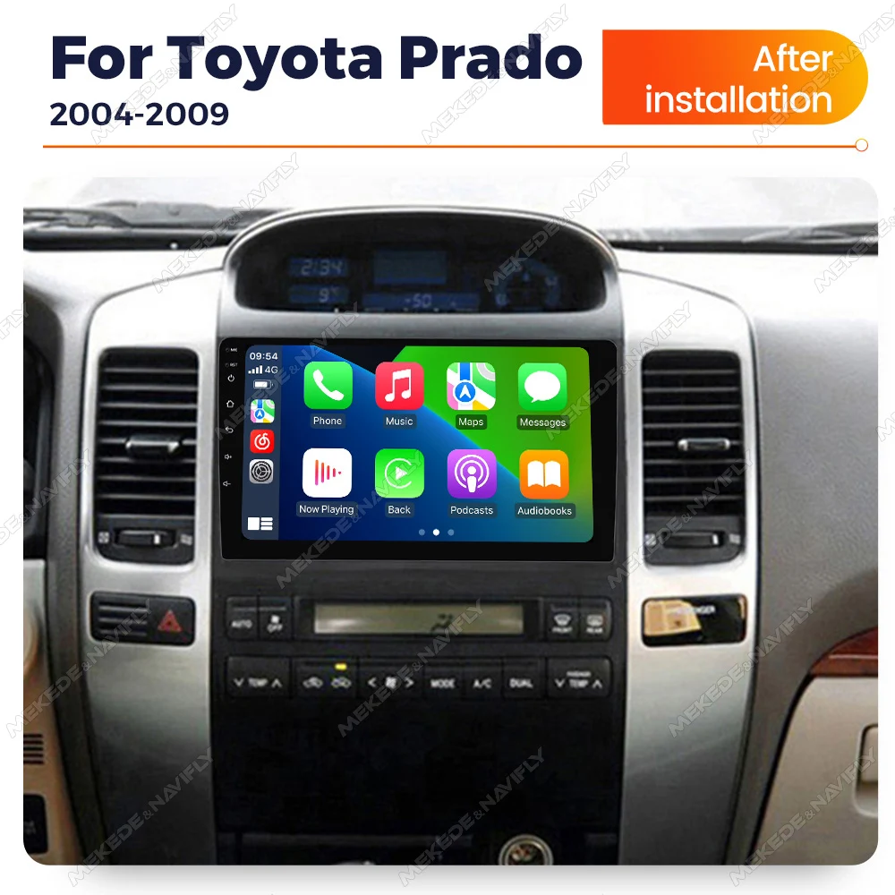 Android 14 For  Toyota Land Cruiser Prado 120 LC120 2004-2009 Car Radio Multimedia Player GPS Navigation Carplay Android Auto BT