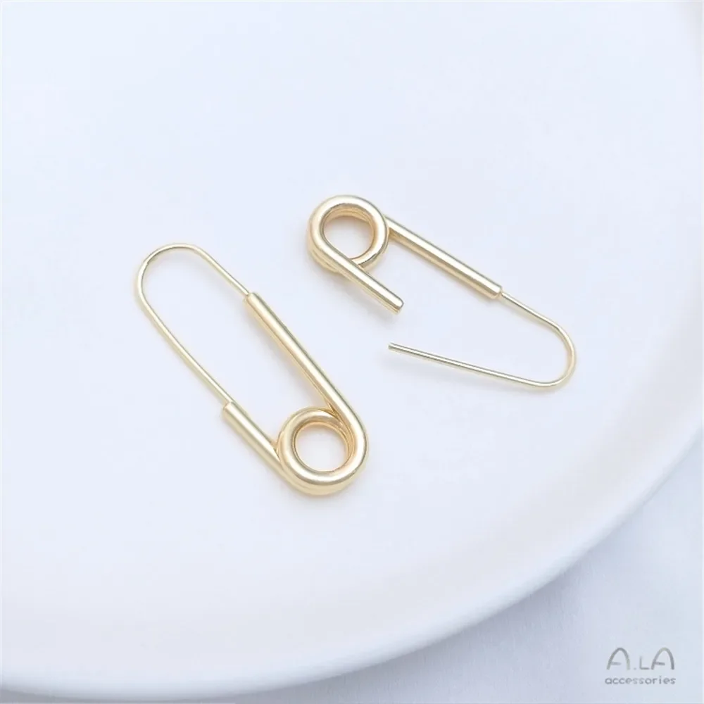 

14K gold pin style earrings Copper plated real gold imitation allergy stud diy simple brooch earrings