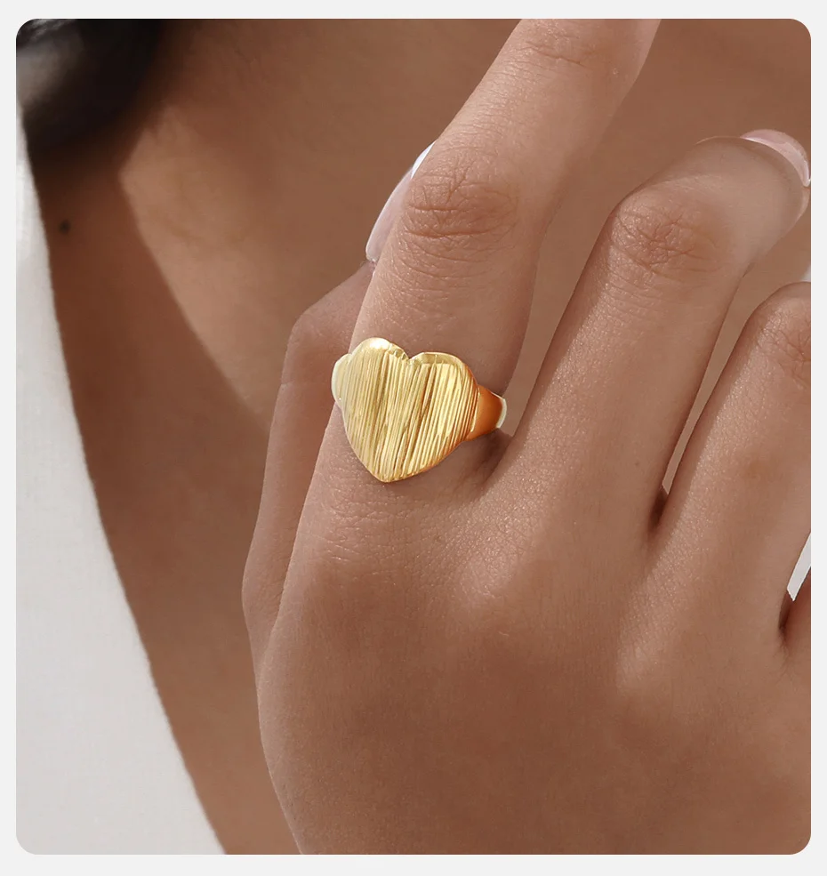 Vnox Edelstahl Schlangenringe für Damen und Herren, Tiere oder herzförmige Elemente, neues Design, offener Ring, Modeschmuck, weibliches Geschenk – Detail 5