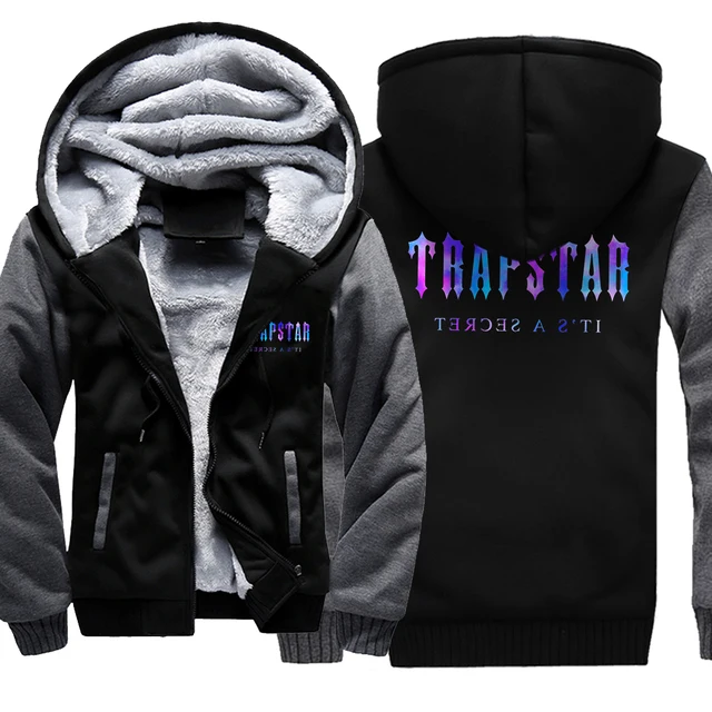 Colored Trapstar Aesthetic Brand Print Mens Jackets Winter Fleece Loose Clothes Warm Thicken Hoody Quality Windproof Sweatshirt 1