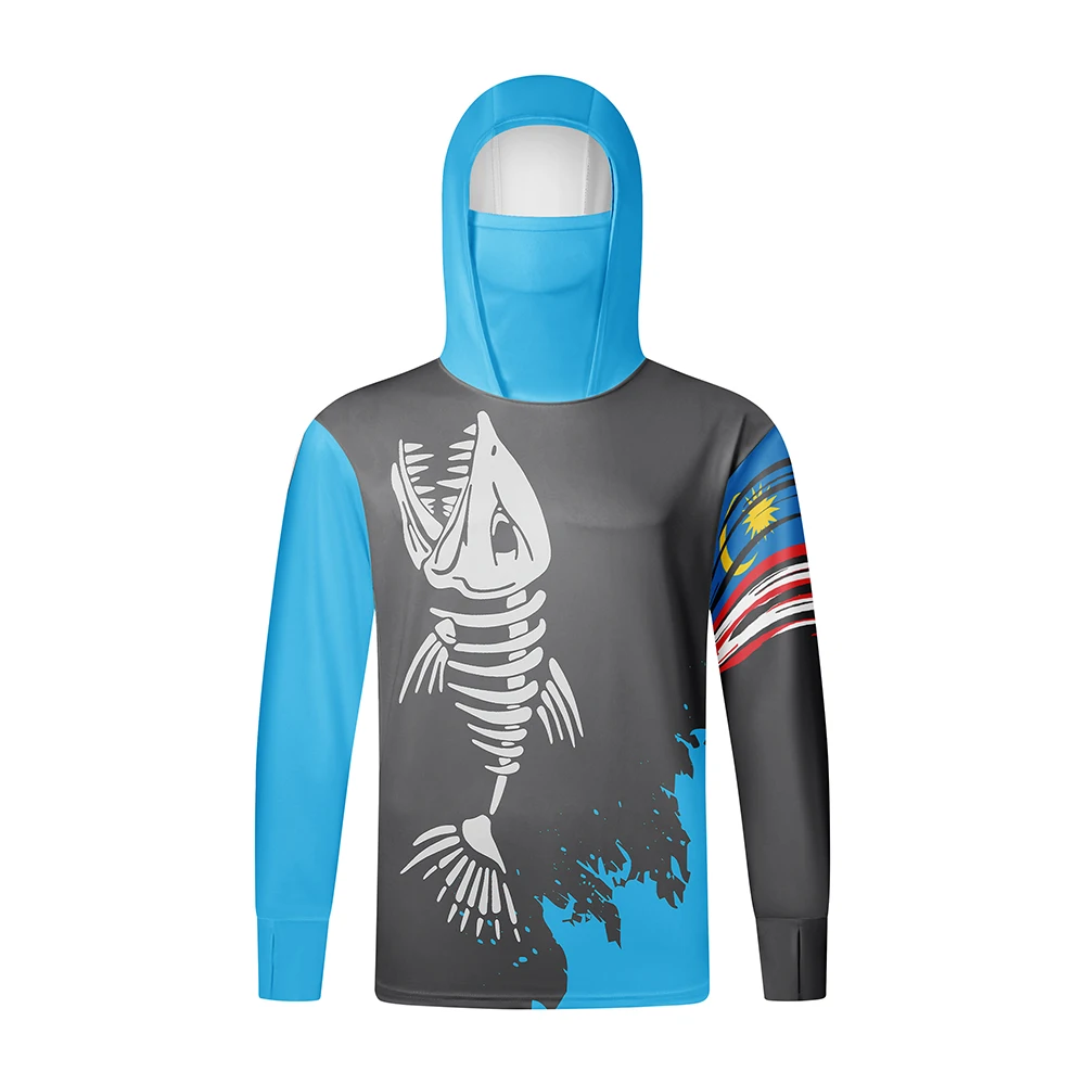 Description Picture 3 of item2024 Fishing Shirts Men Hooded Mask Fish Tops Anti-UV Breathable Clothes Summer Long Sleeve Fishing Shirt