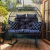 Egg Chair, Rocking Double Egg Chair Outdoor Indoor, 2 Person Egg Loveseat Chair for Patio Balcony Porch Backyard (Grey) 1