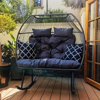 Egg Chair, Rocking Double Egg Chair Outdoor Indoor, 2 Person Egg Loveseat Chair for Patio Balcony Porch Backyard (Grey) 1
