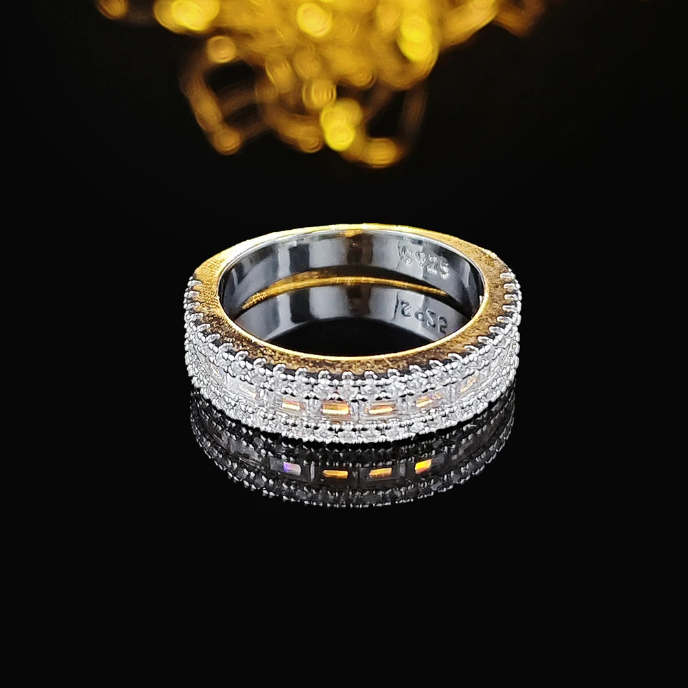 2023 New Square Inset Zircon Two-piece Ring Fashion Senior
