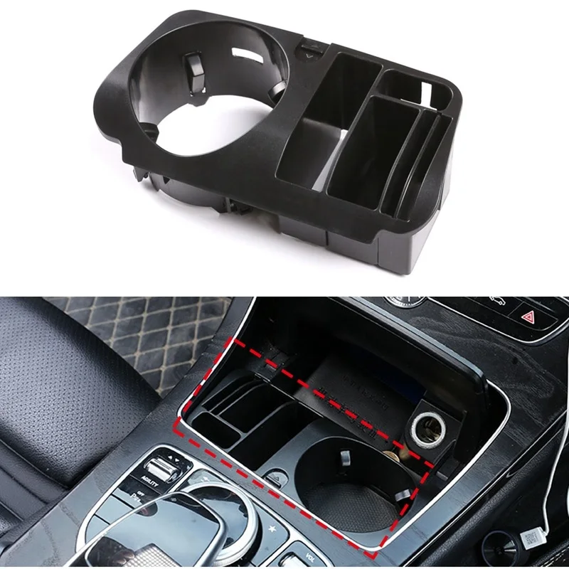 Car Central Control Water Cup Holder Storage Box Phone Holder for Mercedes Benz C E GLC Class W205 X253 W213 2pcs car interior seat belt protector cover for mercedes benz w212 w213 w205 amg w177 v177 w247 w176 gla glc x253 w166 w203