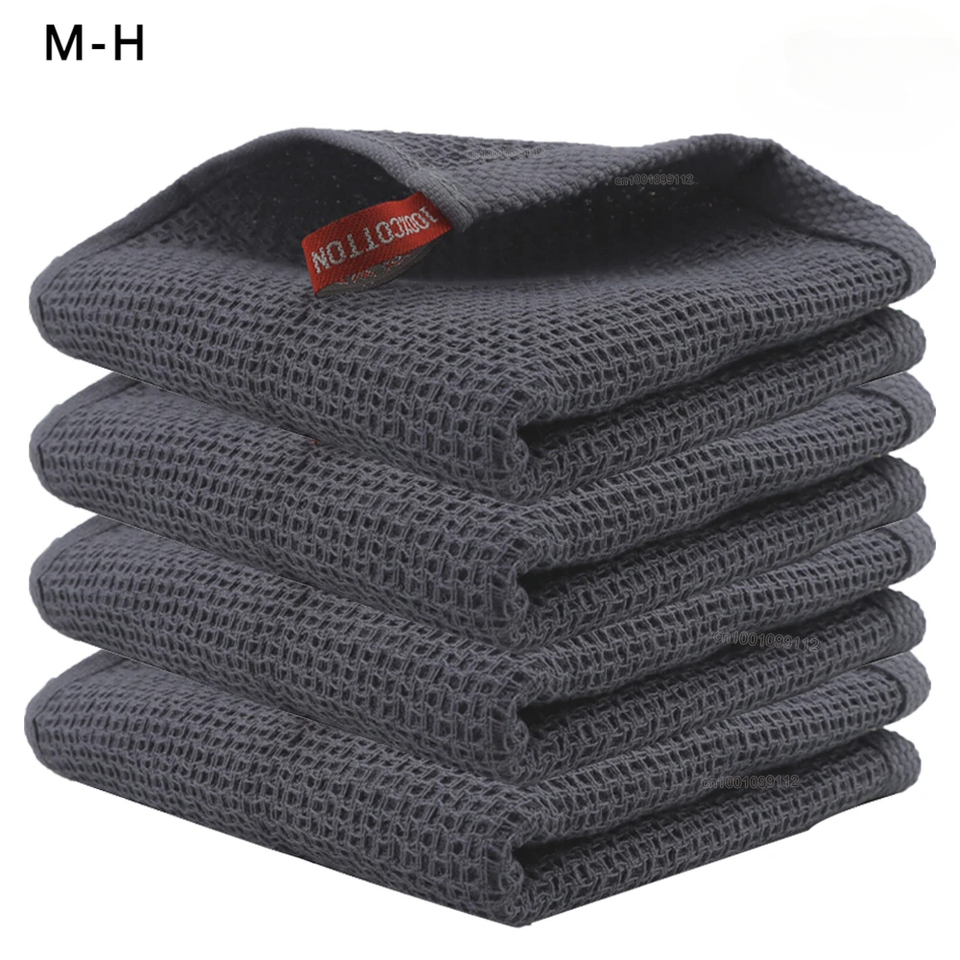 4Pcs Cotton Kitchen Towel Ultra Soft Magic Cleaning Cloth Absorbent Cleaning Rags Thickened Wipe Cloths Dishcloth