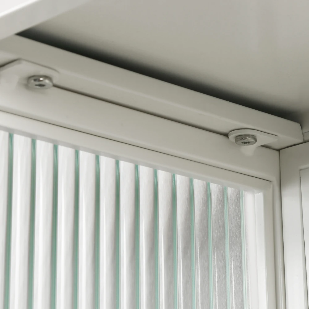 60 cm Glas-Wandschrank mit 2 Türen, wandmontierter Stauraum mit offenem Regal und Handtuchhalter für Eingangsbereich, Badezimmer, Wohnzimmer – Detail 23