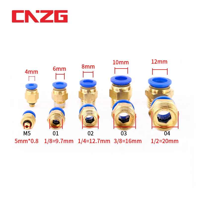 Pneumatic Air Connector Fitting PC PCF/PL/PLF 4/6/8/10/12mm Thread 1/8 1/4 3/8 1/2 Hose Fittings