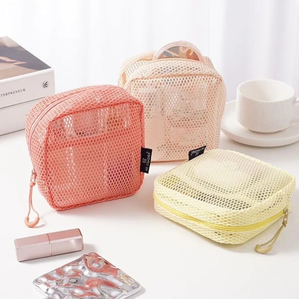 Transparent Polyester Cosmetic Bag with Zipper for Storage