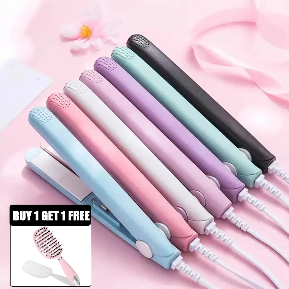 Multicolor Splint Mini Hair Straightener No Damage Ceramic Plate Straight Volume Dual Purpose Bangs Curling Iron