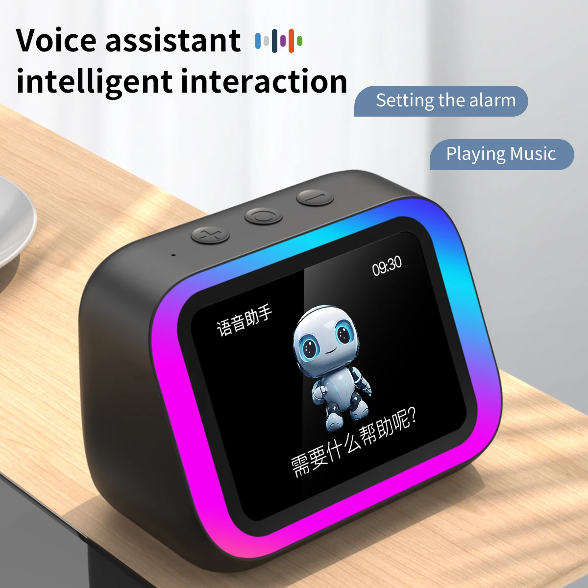 Bluetooth Speaker Smart Bluetooth Speaker Intelligent Large-Screen Weather Temperature Display Table Speaker Clock Bedroom Decor Voice Assistant