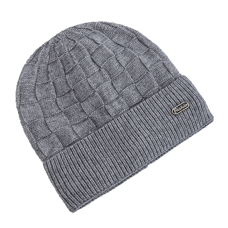 New Style Unisex Winter Hat Plush Fur Lined Warm Small Square Style Soft Beanie Hats Men Women Thicken Ski Sports Knitted Hat