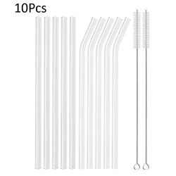 High Borosilicate Glass Reusable Drinking Straws Set - Eco-Friendly Bar Accessories for Bubble Tea and Smoothies (10Pcs 8mm Mix)