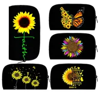 Beautiful Sunflower Print Wallet Women Fashion Butterfly Purses Phone Credit Card Key Holder Coin Money Bag Casual Long Wallets 1