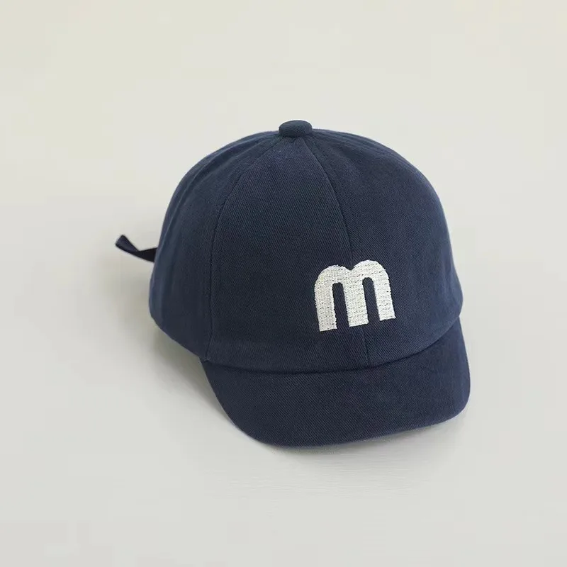 2025 model Letter Embroidered Baby Cap Summer Toddler Boys Girls Cotton Baseball Caps Solid Color Kids Adjustable Peaked Hat 5