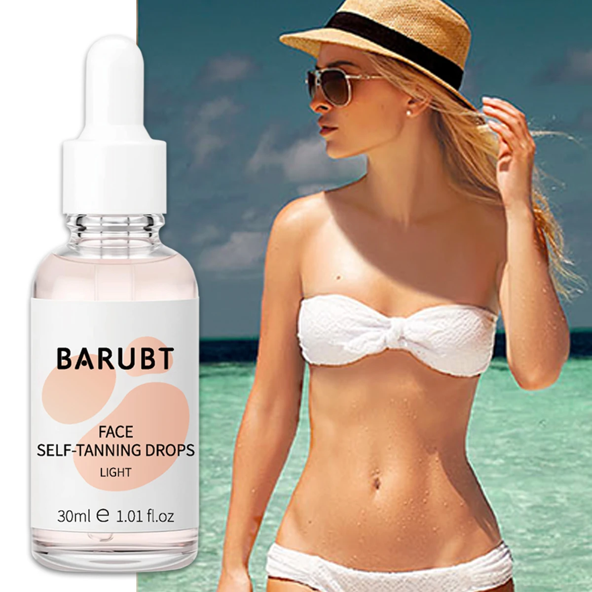 Sun-free tanning drops without irritation wheat-colored bronze skin moisturizes no odor