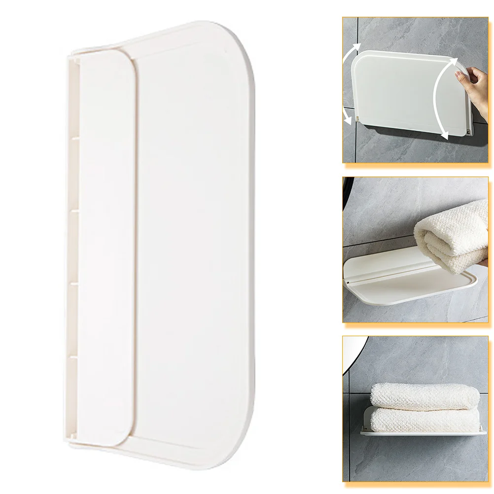 

Bathroom Wall Shelf Foldable Floating Shelf Towel Sundries Storage Shelf